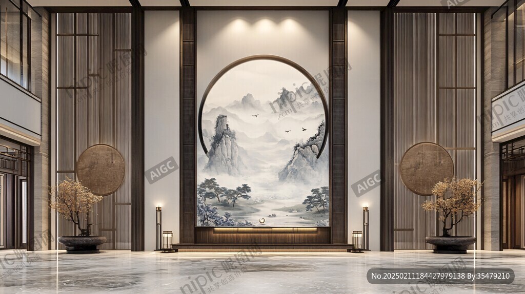 迎客松酒店客厅背景