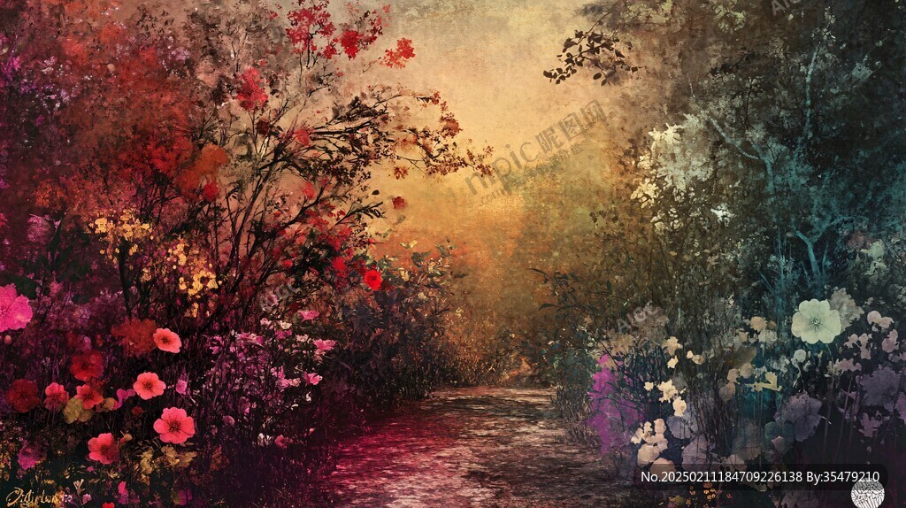 浪漫林间花丛
