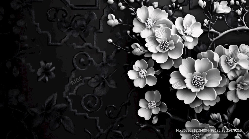 洋花灰度图