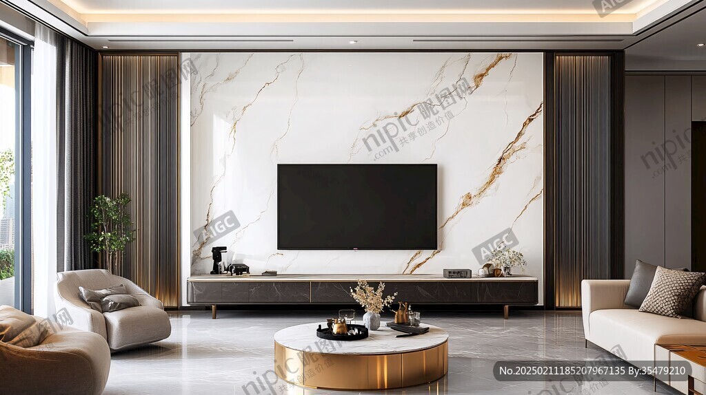 轻奢大理石背景墙