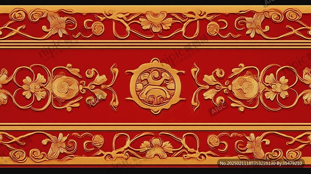 浮雕金色花纹
