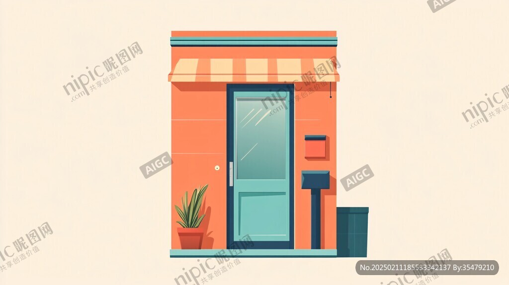 房屋门口插画