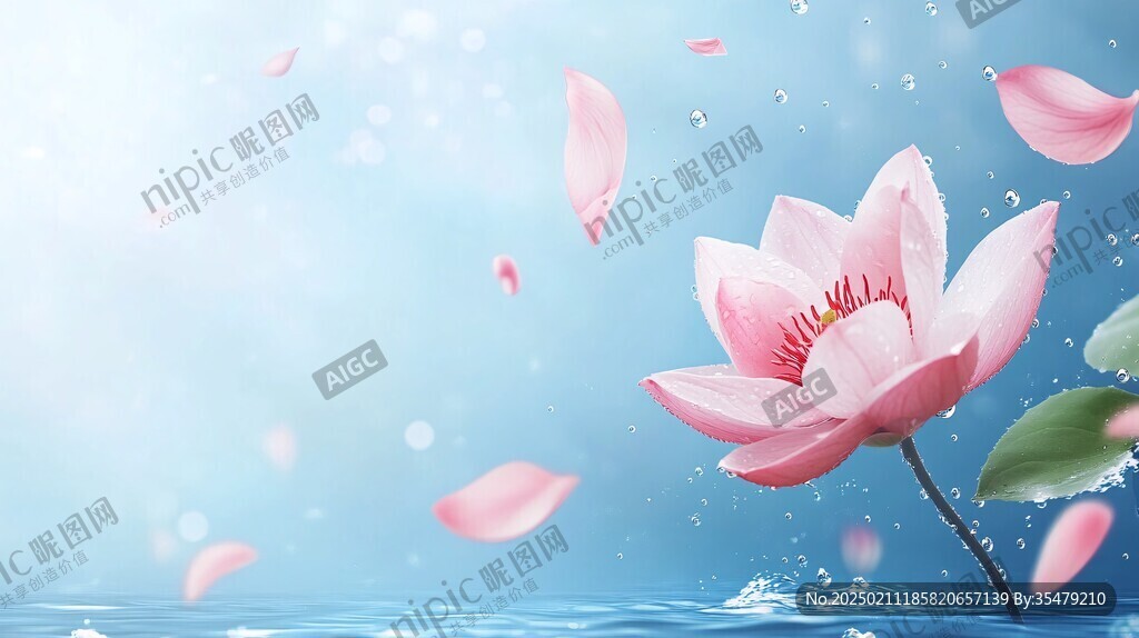 荷花海浪背景