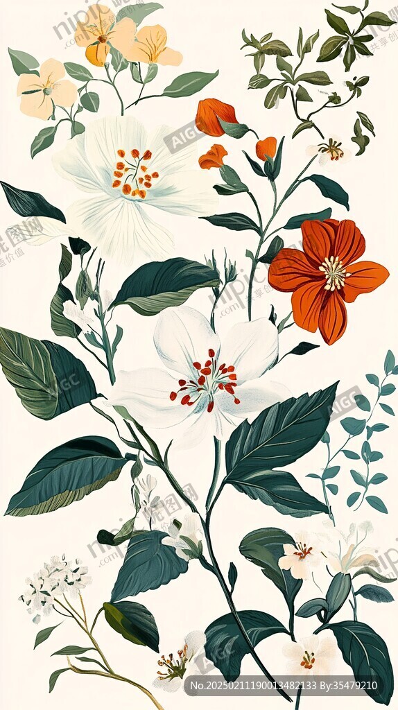 古典风格植物插画