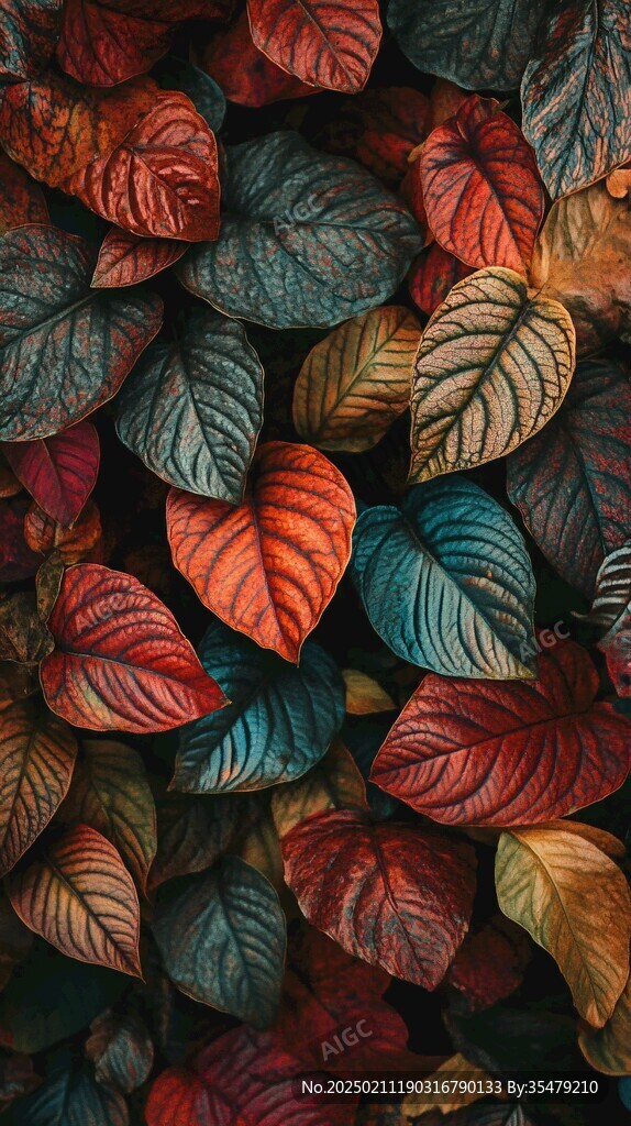 五彩树叶背景实拍