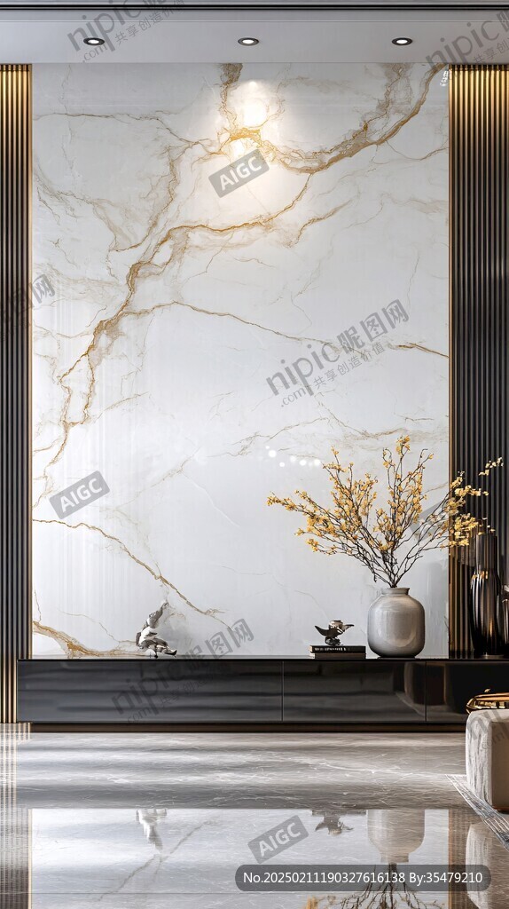 极简金箔石根线条对拼