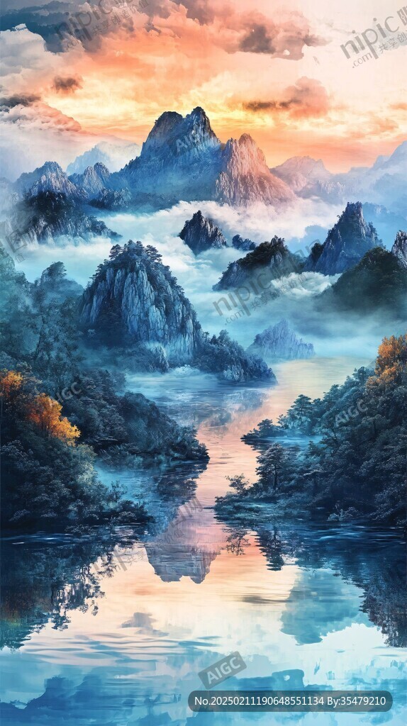 高端质感山水装饰画