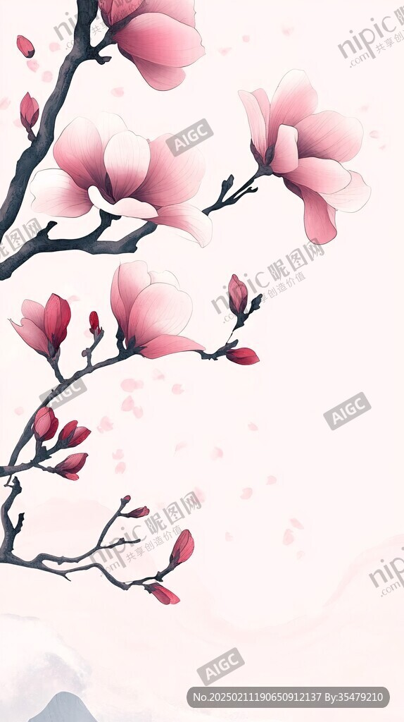 辛夷花插画