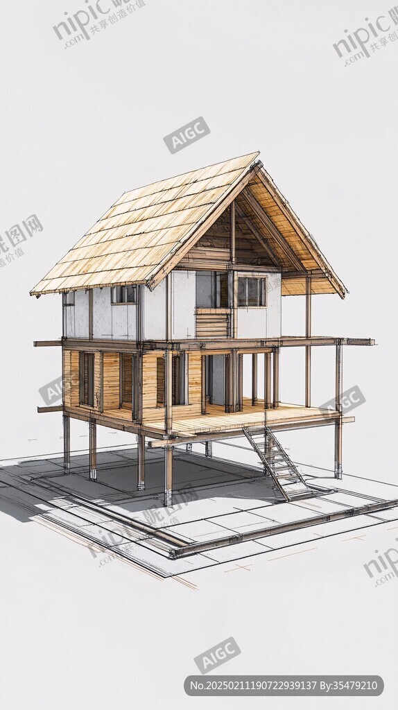 防腐木木屋模型设计