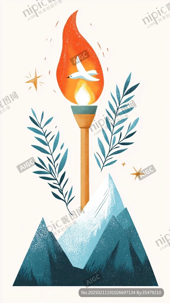 火苗组合插画