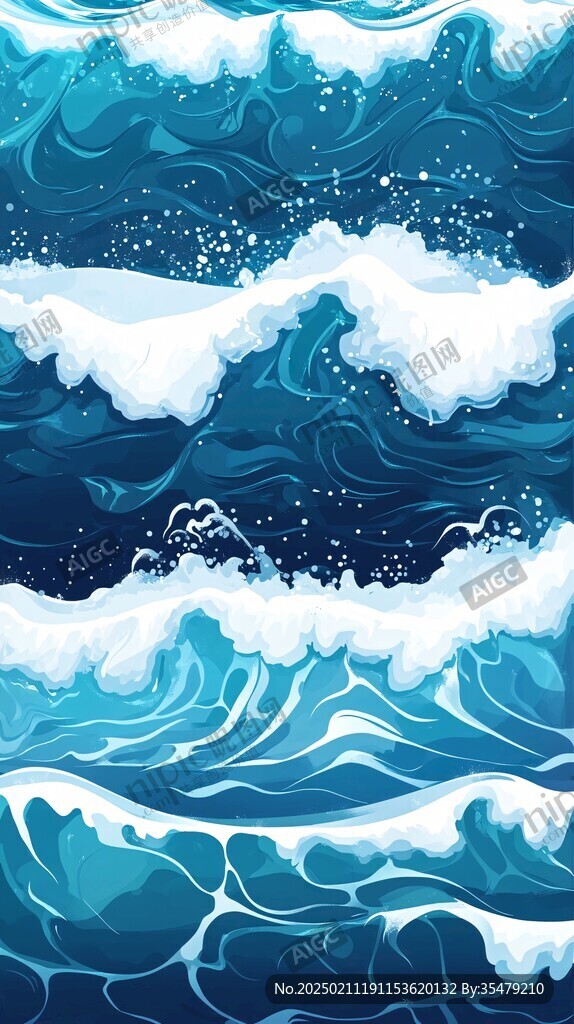 波涛海浪插画