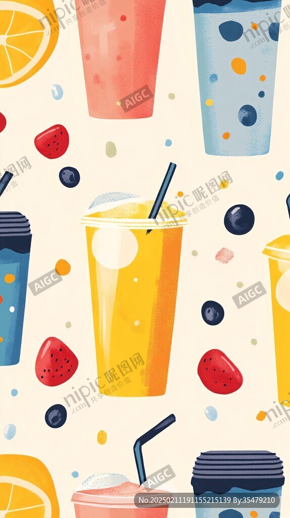 果汁海报饮料插画