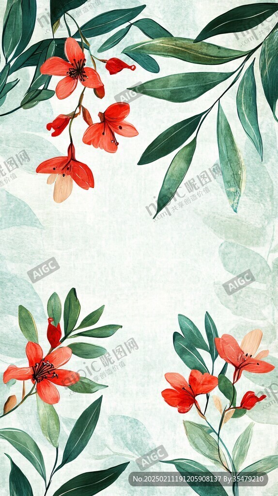 手绘刺桐花