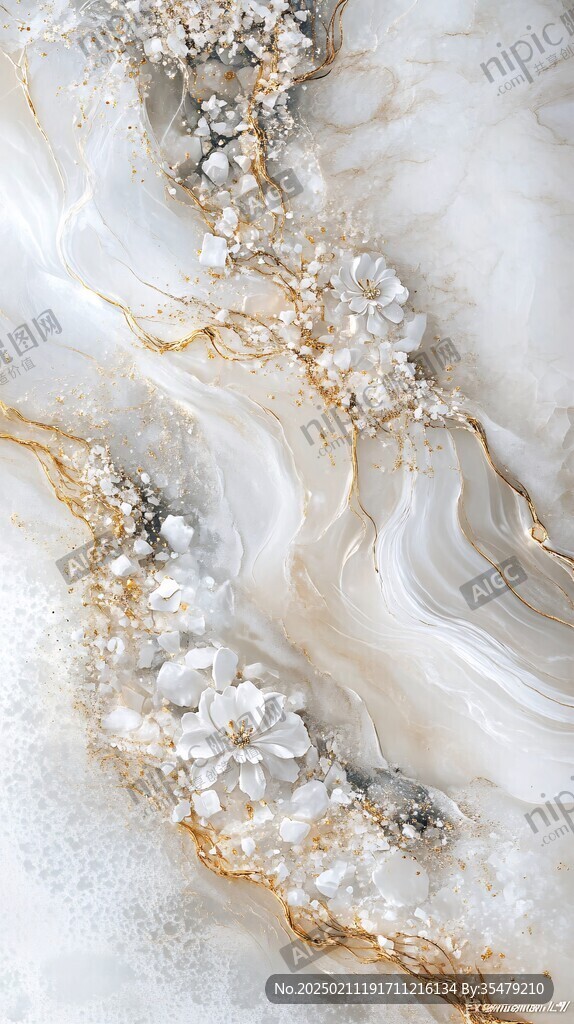 流体画金色山河