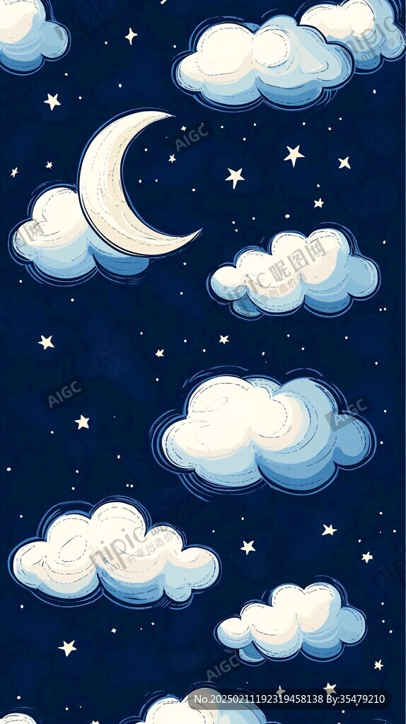 夜晚云彩星星
