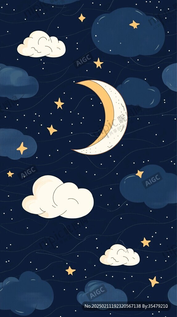 夜晚云彩星星