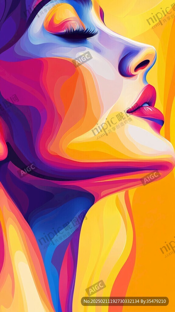 人脸色块拼接装饰画