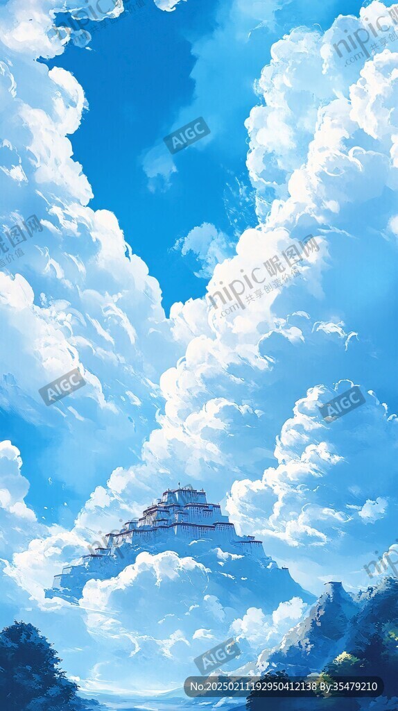动漫风格白云