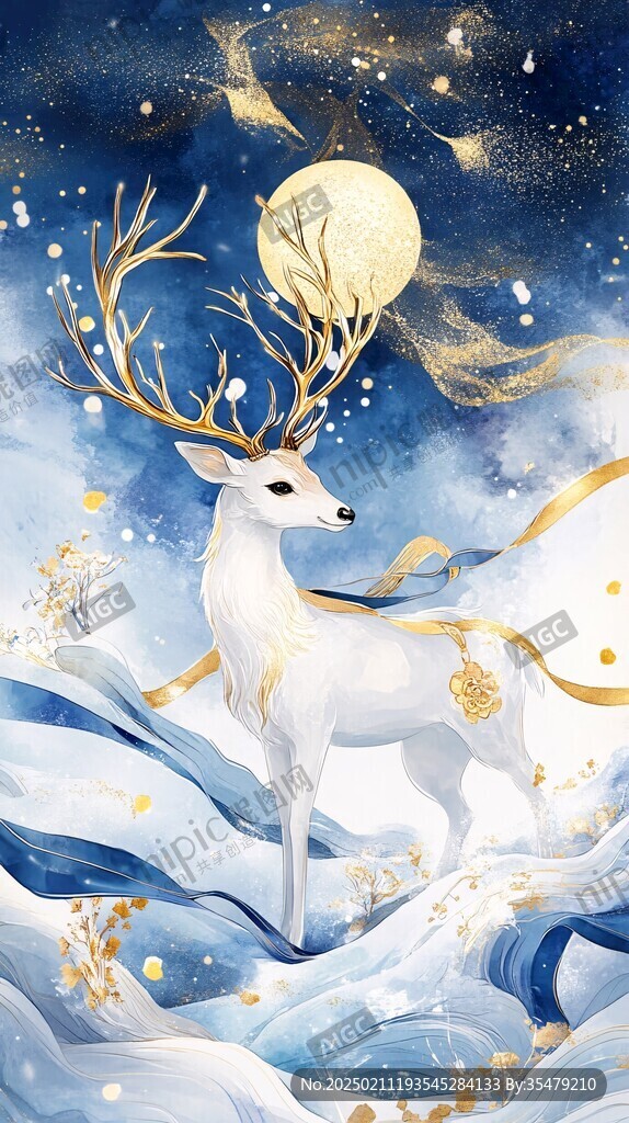 白鹿插画