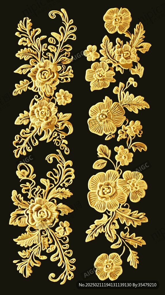 烫金浮雕花