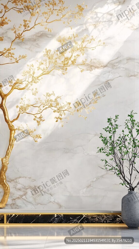 极简金箔石根线条对拼