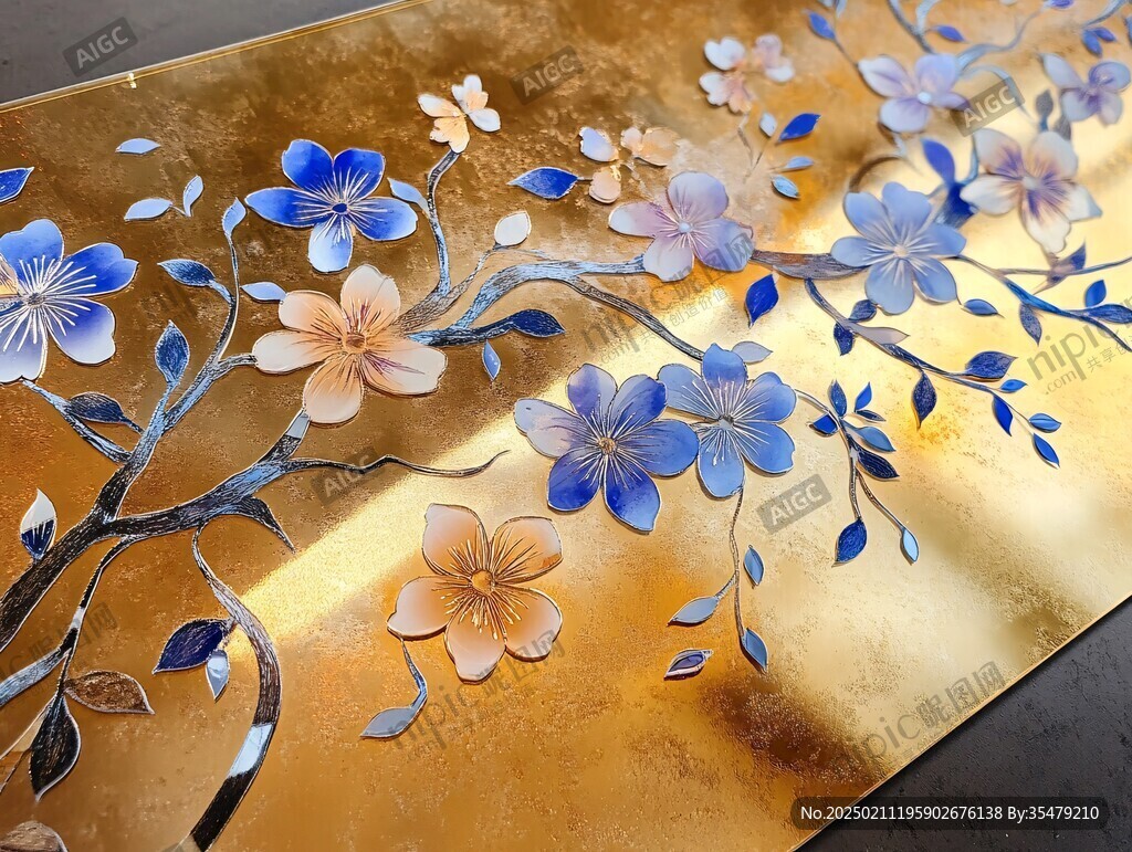 晶瓷画金箔画