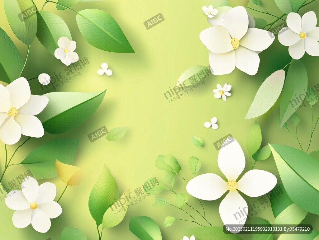 绿叶鲜花背景图