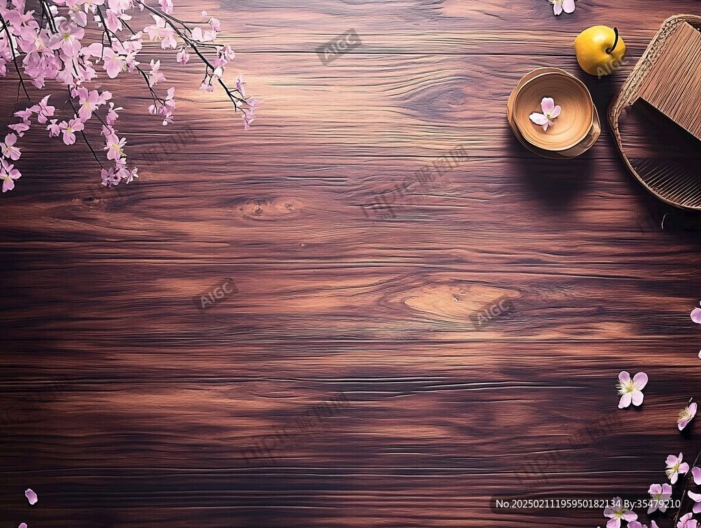 中式木纹美食背景
