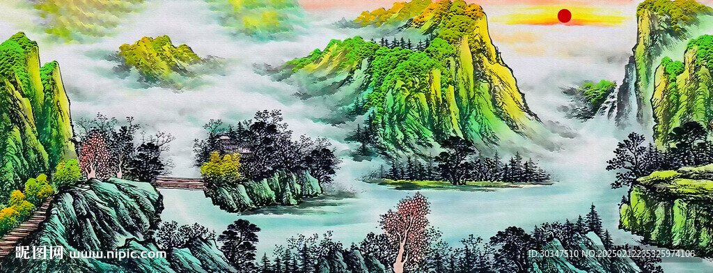 山水客厅挂画