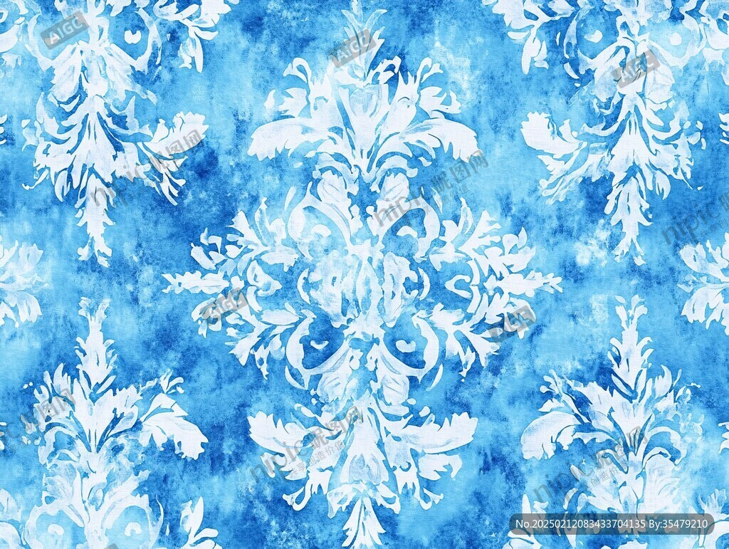 印染图案蓝色花纹背景
