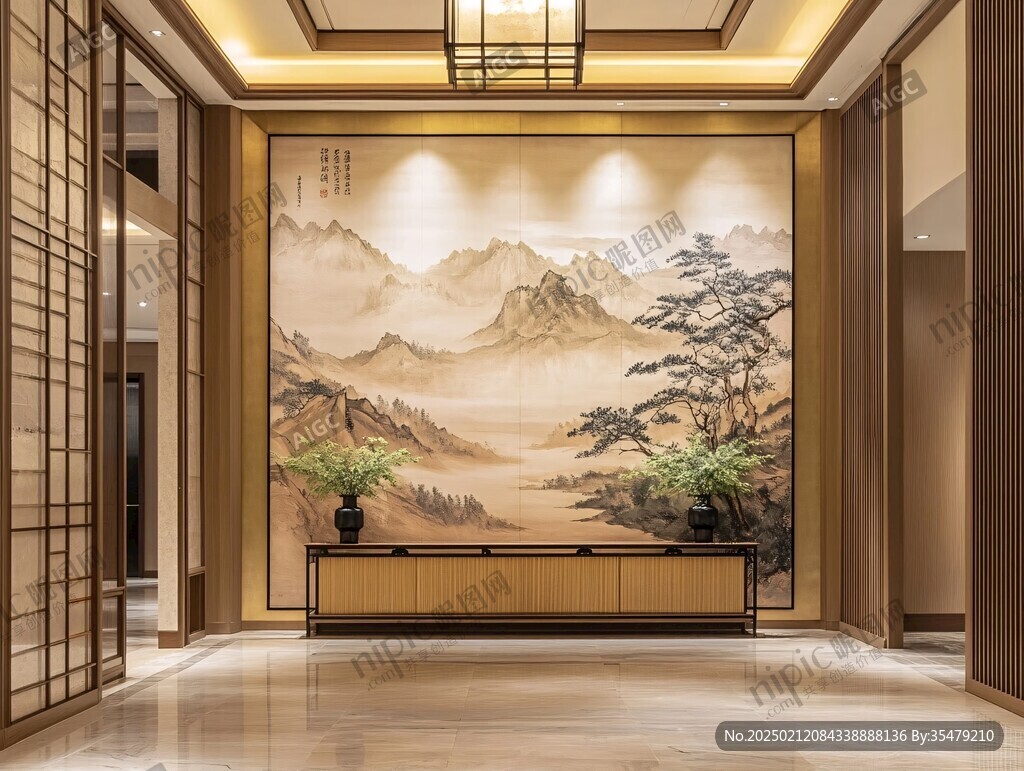 迎客松酒店客厅背景