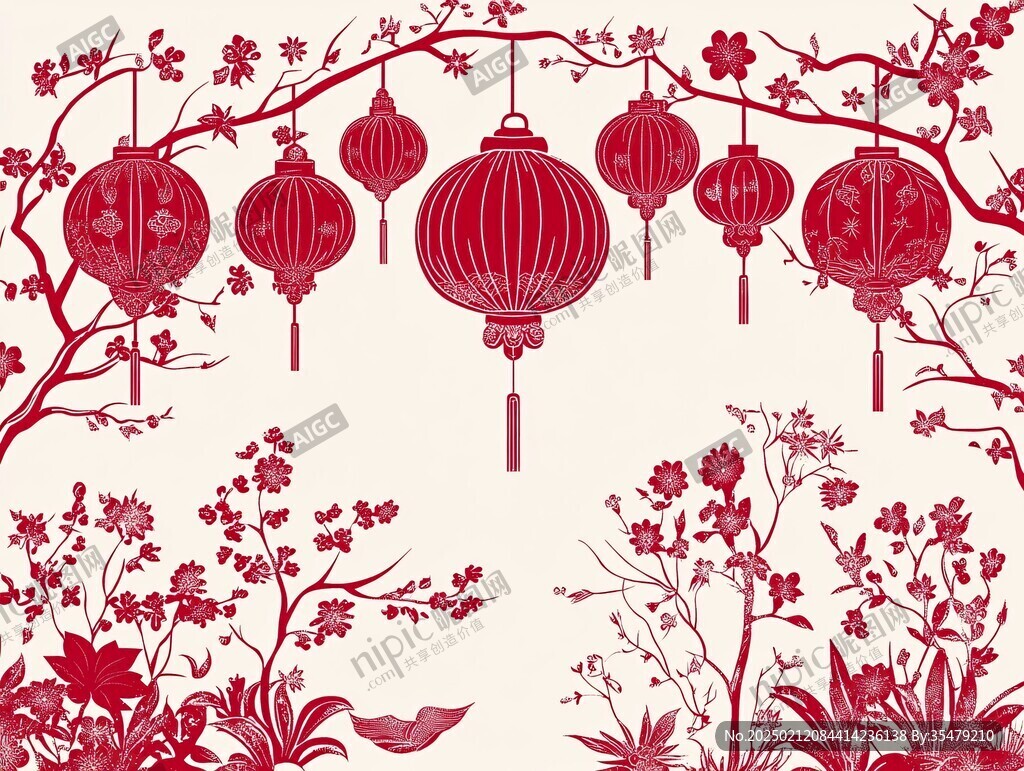 红灯笼古典底纹花纹
