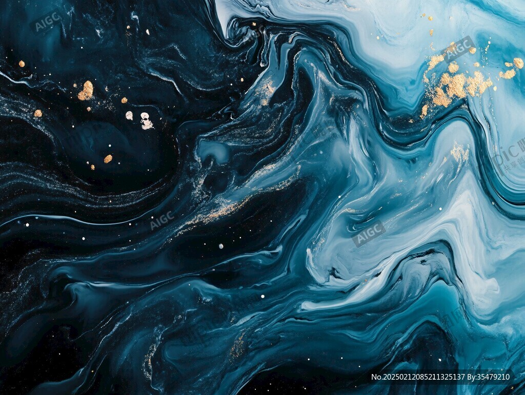 蓝色流体创意抽象画