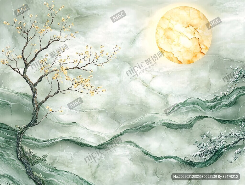 虎溪夜月景点插画