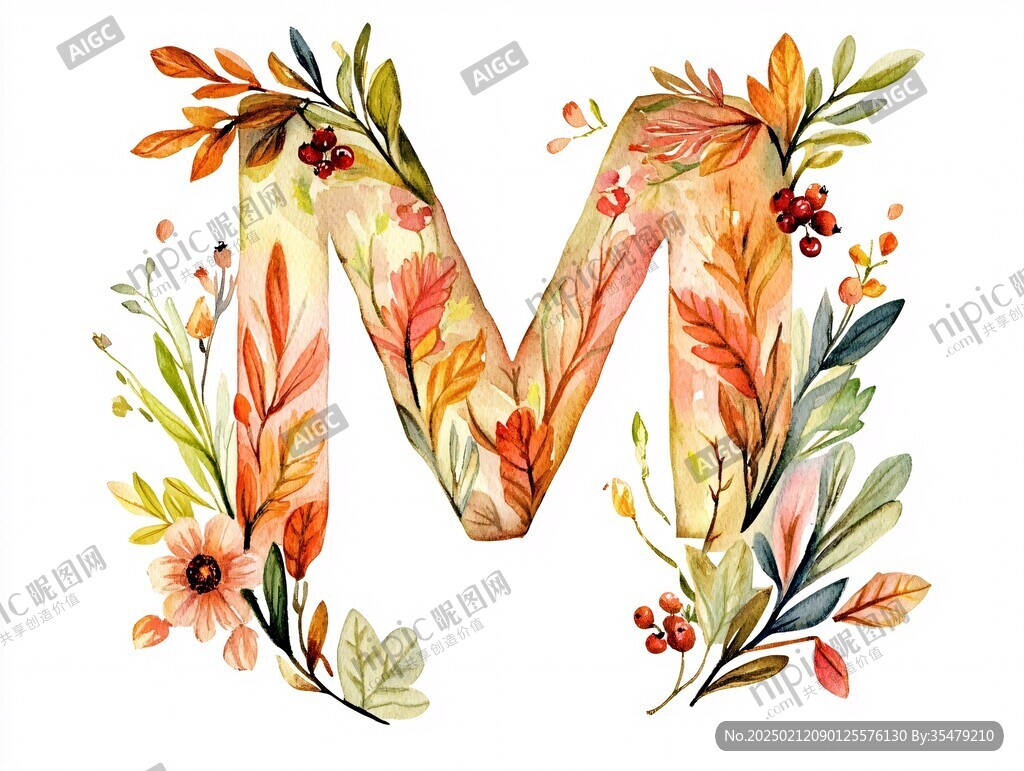 m字母花朵
