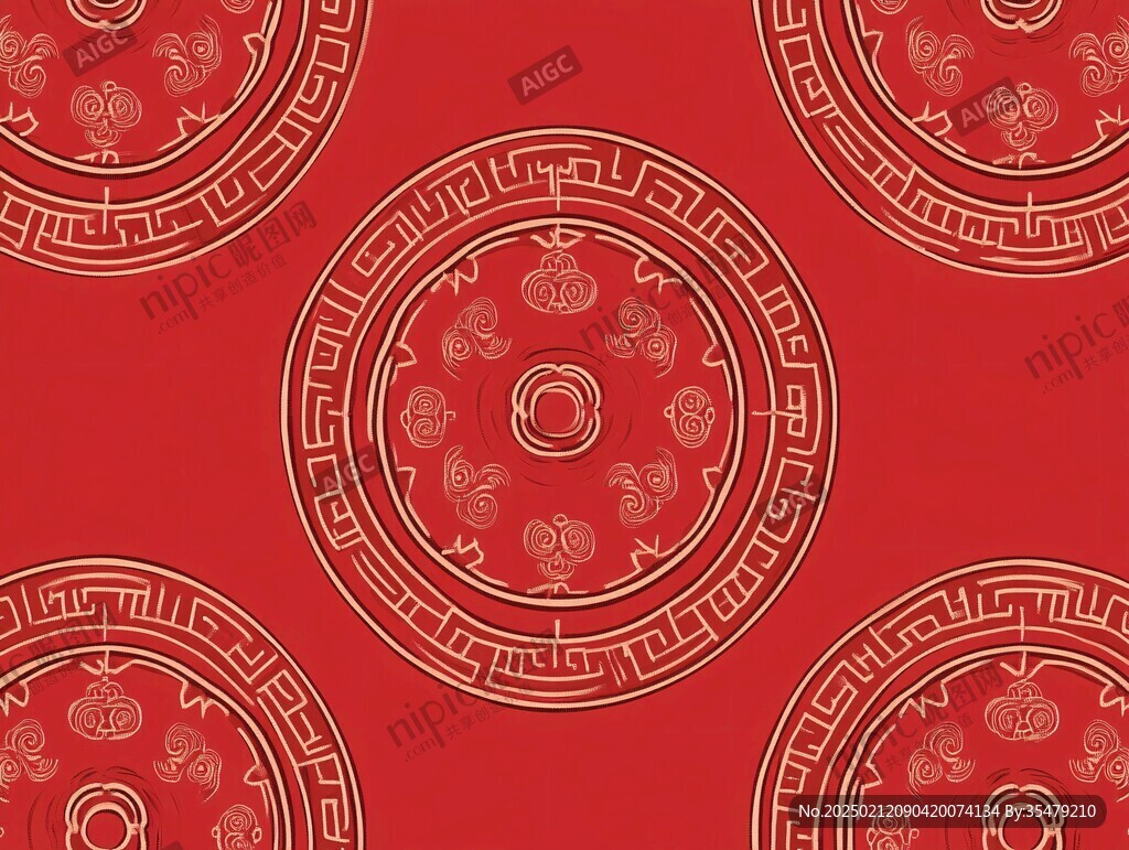 中式纹理红色花纹喜庆