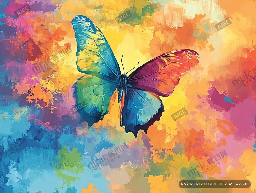 彩色大蝴蝶油画