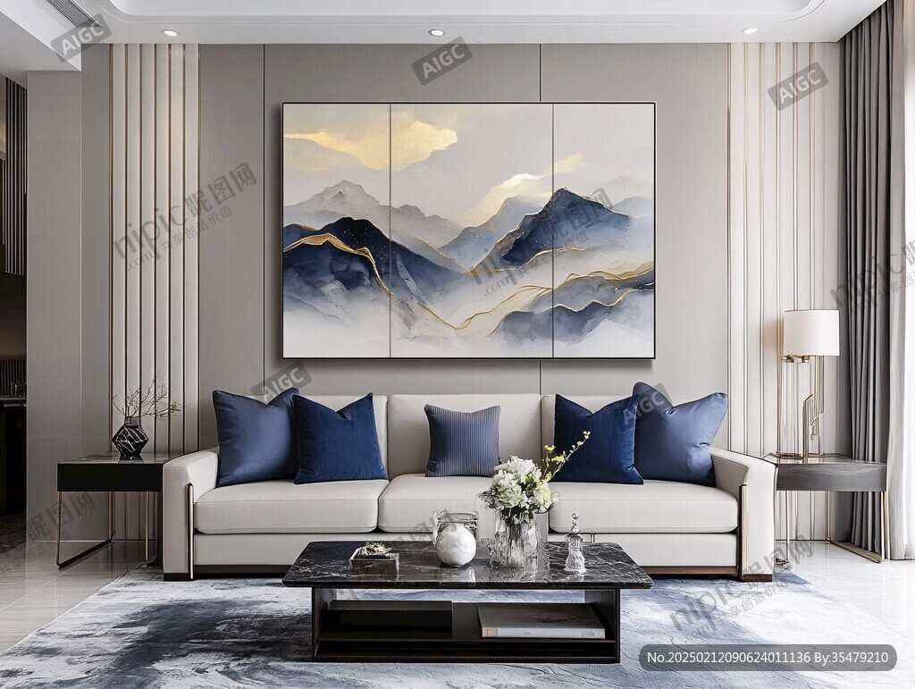 金线山脉客厅背景