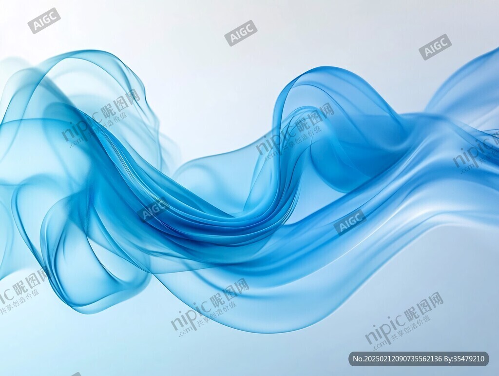 蓝色线条烟雾波浪
