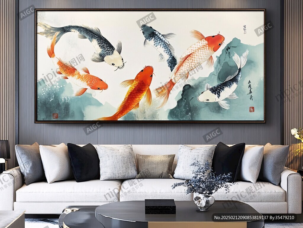 客厅鱼装饰画