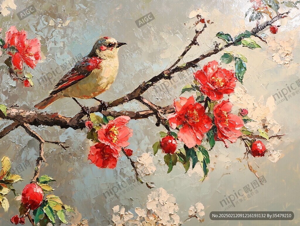 油画花鸟