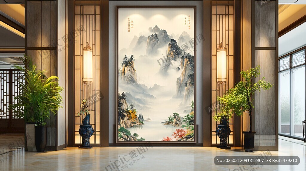 迎客松酒店客厅背景