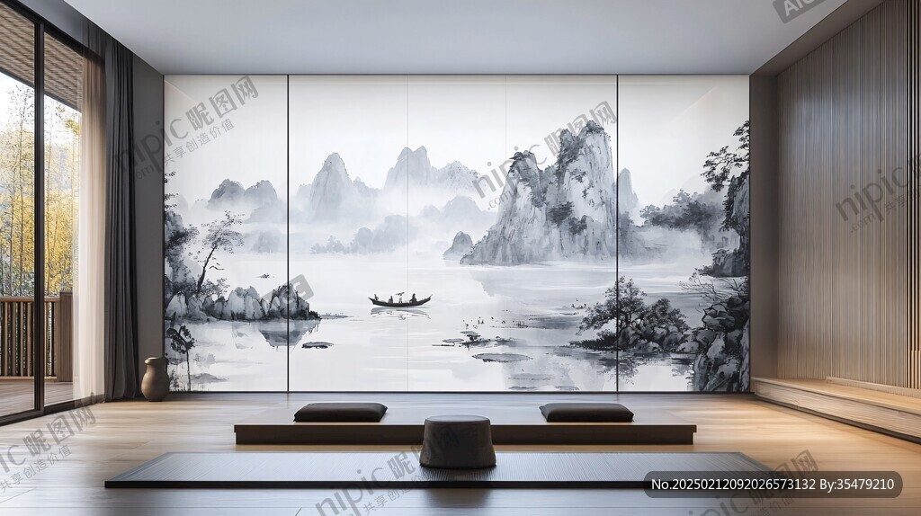 巨幅禅意山水画