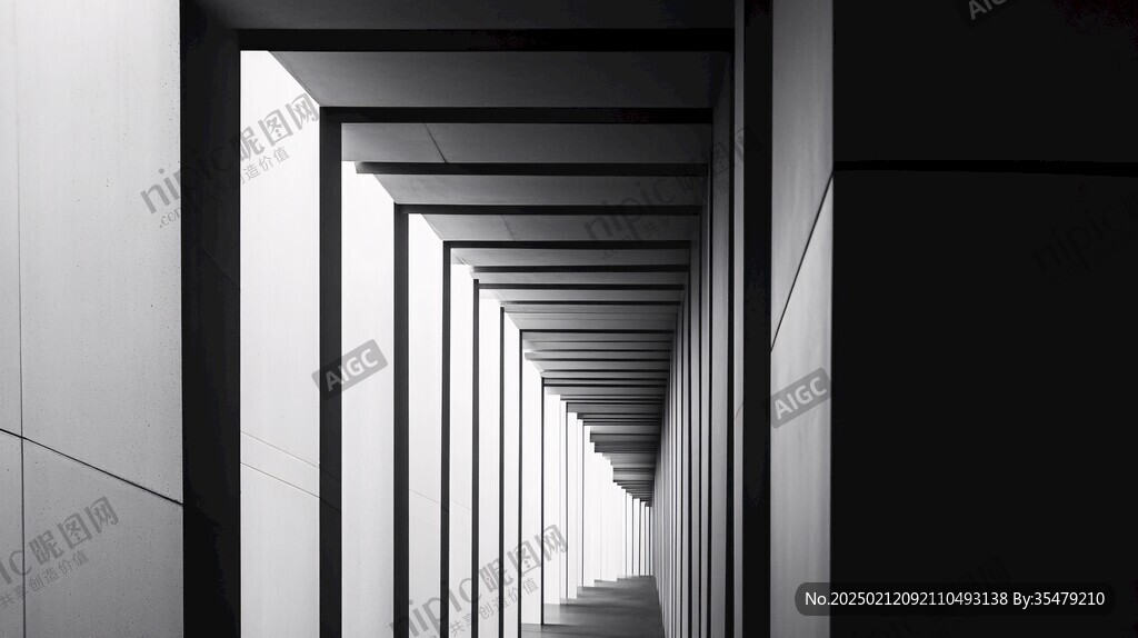 黑白建筑光影