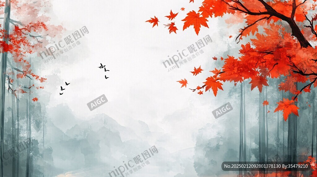 新中式红枫叶背景