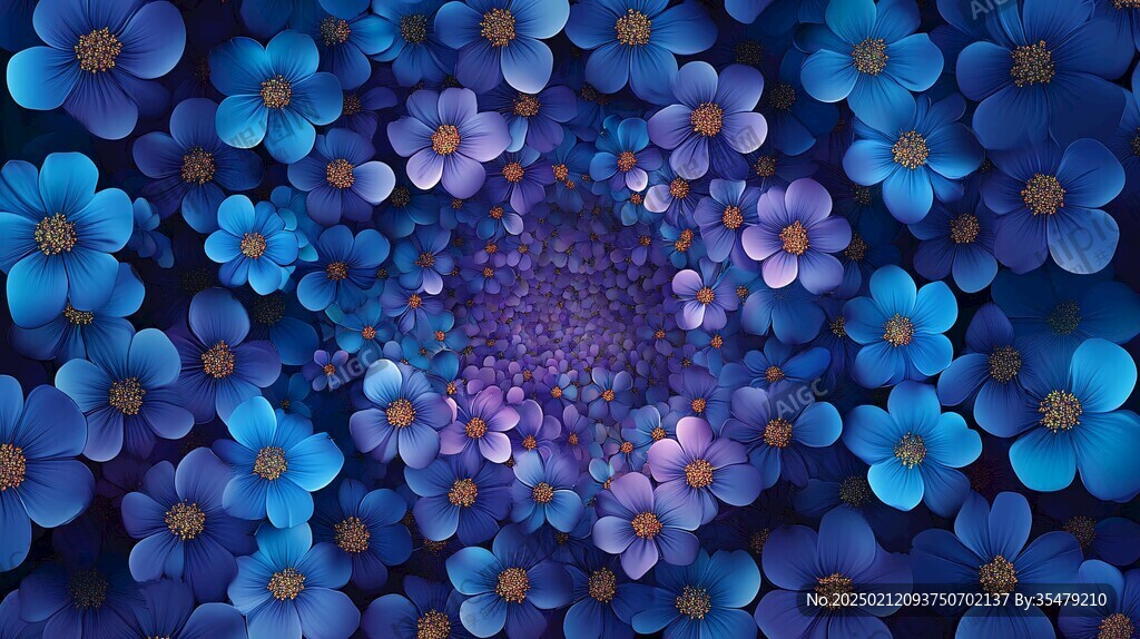 蓝色绚丽花朵