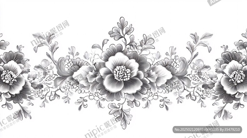 现代牡丹手绘花纹