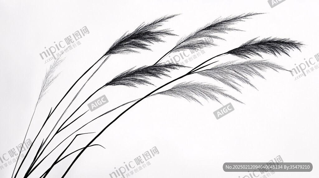 狗尾草黑白图片