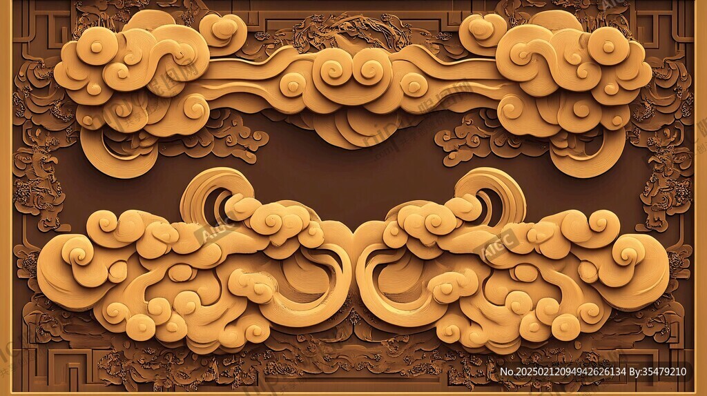 金色云纹浮雕