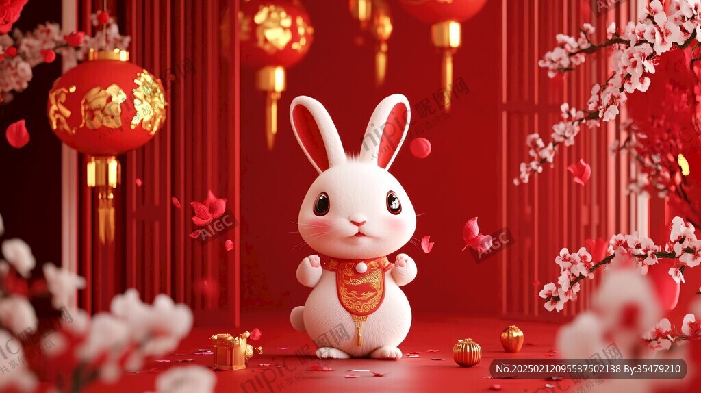 兔年红色壁纸